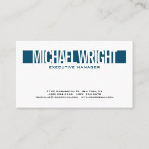 Tarjeta De Visita Azul blanco moderno sencillo negrita Minimalista s