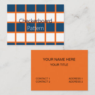 Tarjeta De Visita Azul Blanco Naranja Cuadrícula Geométrica