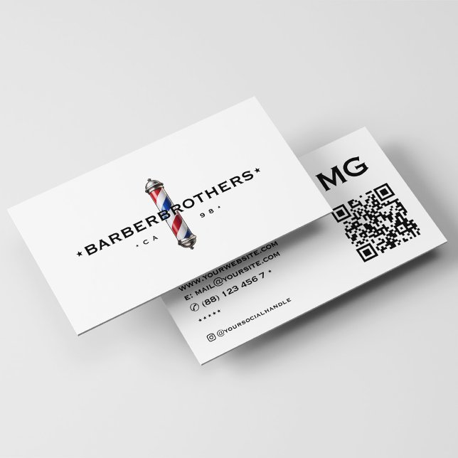 Tarjeta De Visita Azul blanco rojo del polo de barbero clásico (Classic Barber Pole Red White Blue Business Card
)