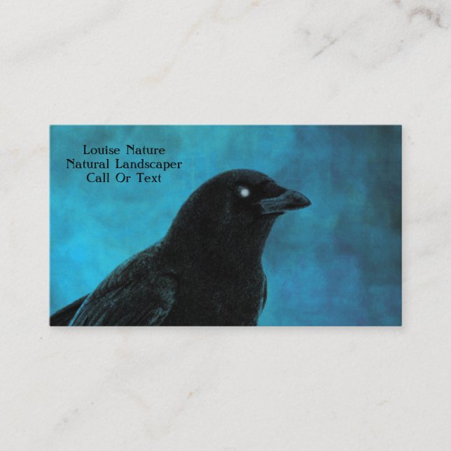 Tarjeta De Visita Azul bonito Y Raven (Anverso)