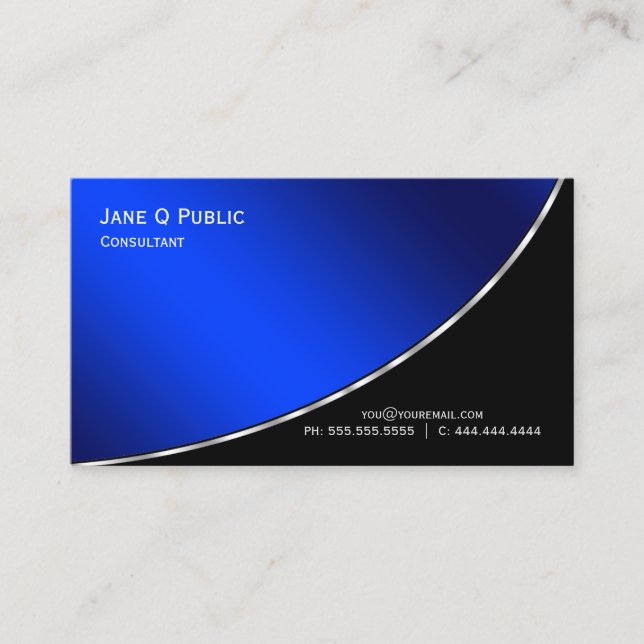 Tarjeta De Visita Azul brillante elegante profesional (Anverso)