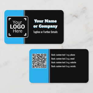 Tarjeta De Visita Azul Brillante, Negro y Blanco - Destaca tu Logo