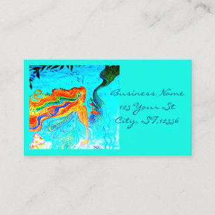 Tarjeta De Visita azul cabelludo de la sirena del arco iris