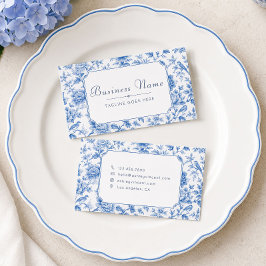 Tarjeta De Visita Azul Chinoiserie Floral Toile