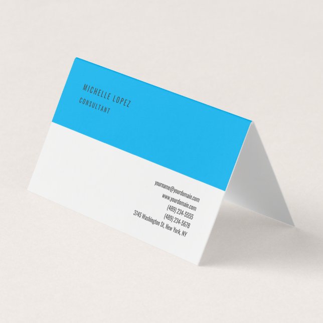 Tarjeta De Visita Azul cielo Gris Blanco Clásico Elegante Llanto (Anverso)