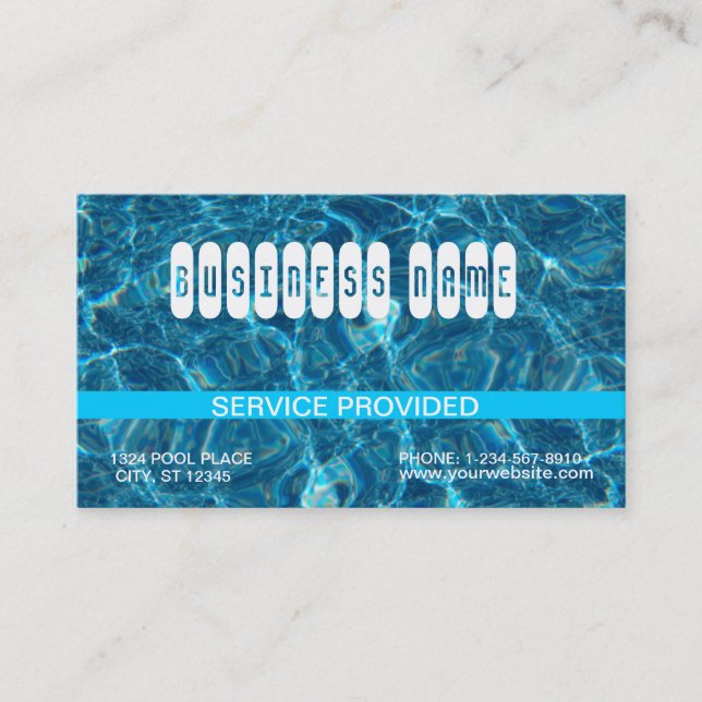 Tarjeta de visita azul clara de la piscina (Anverso)