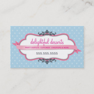 Tarjeta De Visita Azul claro en colores pastel rosado elegante lindo
