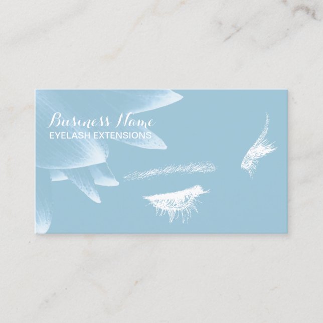 Tarjeta De Visita Azul claro floral elegante de las extensiones de (Anverso)