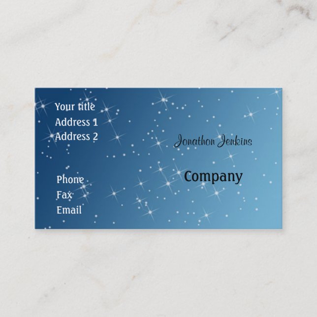 Tarjeta De Visita Azul con las chispas (Anverso)