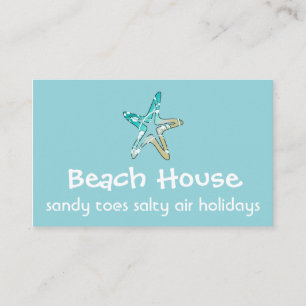 Tarjeta de visita azul con Starfish para Beach Hou
