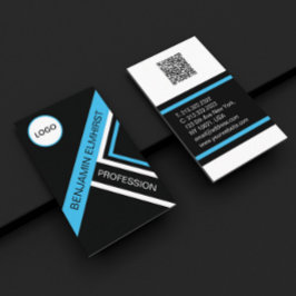 Tarjeta De Visita Azul corporativo y estilo moderno de color negro