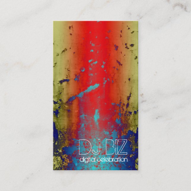 Tarjeta De Visita Azul de Deja - Grunge del arco iris (Anverso)