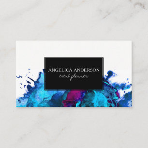 Tarjeta de visita azul de la acuarela