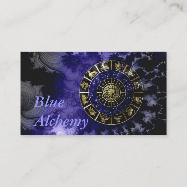 Tarjeta de visita azul de la astrología de la (Anverso)