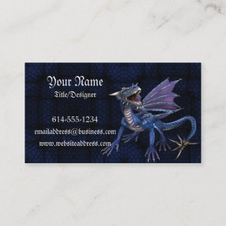 Tarjeta de visita azul de la fantasía del dragón