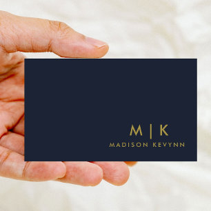 Tarjeta De Visita Azul de la Marina de Oro Profesional Minimalista