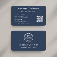 Tarjeta de visita azul de la Marina Minimalista Pr