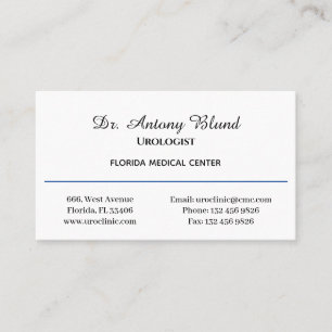 Tarjeta de visita azul de la marina simple médica 