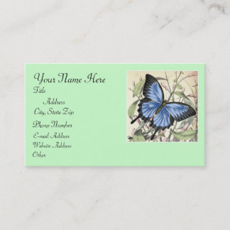 Tarjeta de visita azul de la mariposa con la