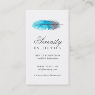 Tarjeta de visita azul de la pluma de la estética