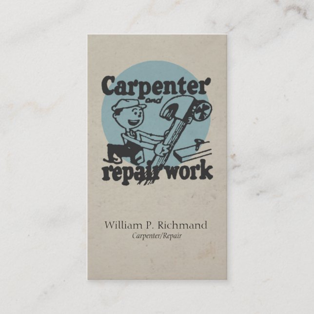 Tarjeta De Visita Azul de la reparación de la carpintería del (Anverso)