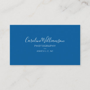 Tarjeta De Visita Azul de letra cursiva moderna minimalista simple