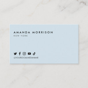 Tarjeta De Visita Azul de los medios sociales profesionales minimali