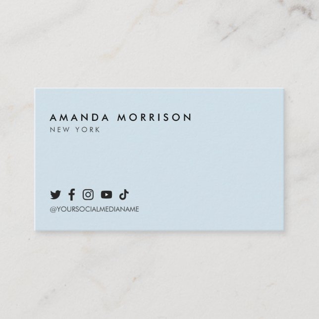 Tarjeta De Visita Azul de los medios sociales profesionales minimali (Anverso)