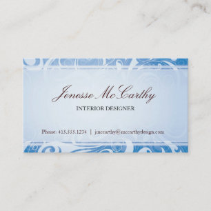 Tarjeta de visita azul de los remolinos elegantes
