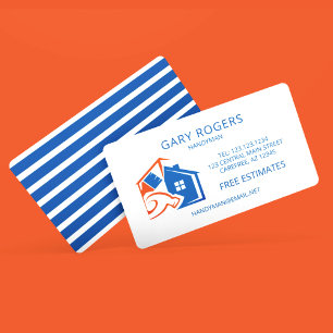 Tarjeta de visita azul de manitas de reparaciones
