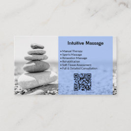 Tarjeta de visita azul de masaje profesional con f