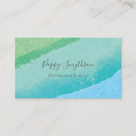 Tarjeta De Visita Azul de océano y acuarela moderna verde