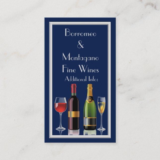 Tarjeta de visita azul de vino fino 2 (Anverso)