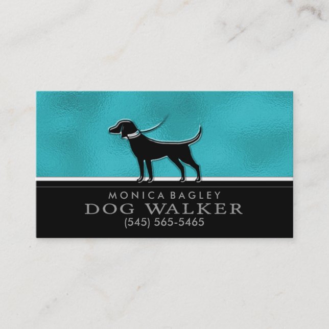 Tarjeta de visita azul del caminante del perro y (Anverso)