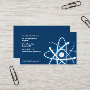 Tarjeta De Visita Azul del científico del átomo el