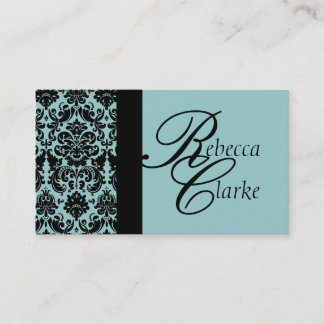Tarjeta de visita azul del damasco elegante del