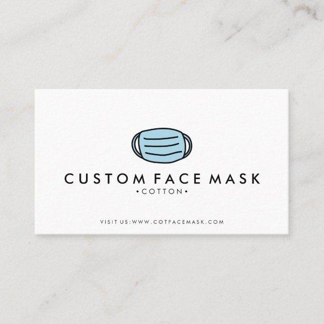 Tarjeta De Visita Azul del Diseñador de máscara facial (Anverso)