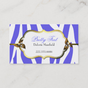 Tarjeta de visita azul del estampado de zebra y