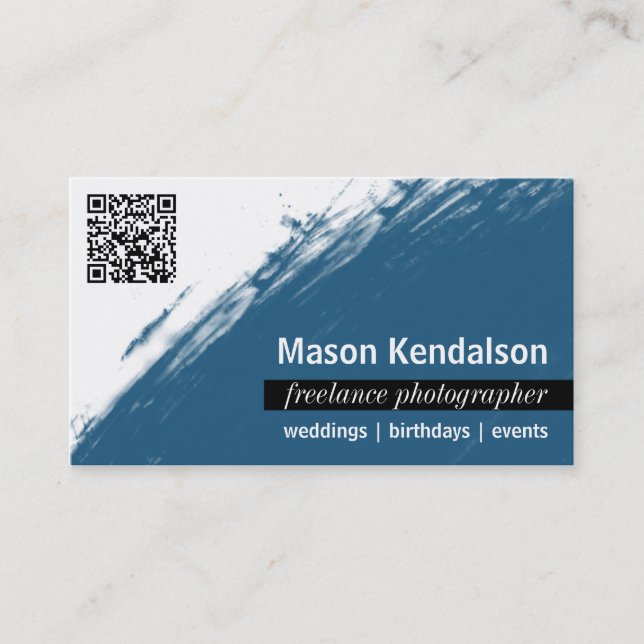 Tarjeta de visita azul del fotógrafo del CÓDIGO de (Anverso)