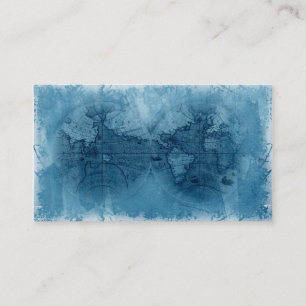 Tarjeta De Visita Azul del globo del mapa del mundo de la antigüedad