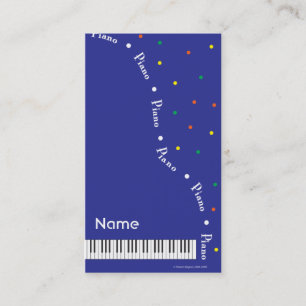Tarjeta de visita azul del piano de cola