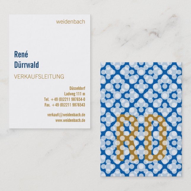 Tarjeta De Visita Azul dorado clásico (Anverso / Reverso)
