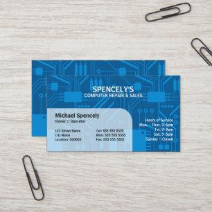 Tarjeta De Visita Azul eléctrico de la placa de circuito