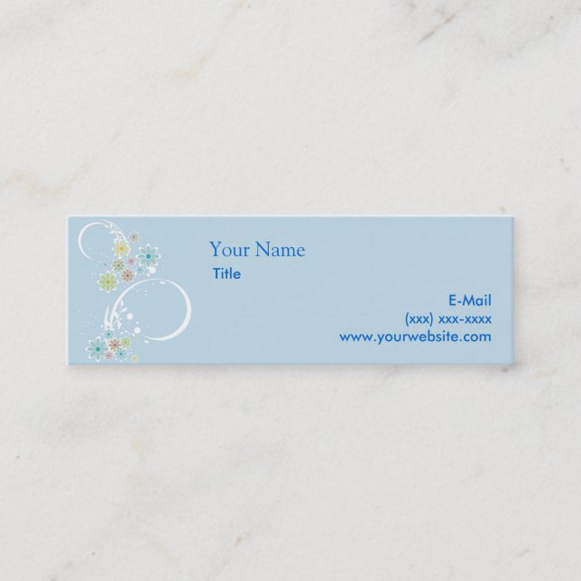 Tarjeta de visita azul floral coqueta (Anverso)