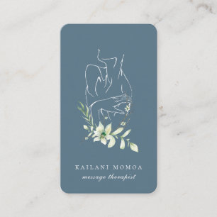 Tarjeta De Visita Azul floral floral de línea moderna