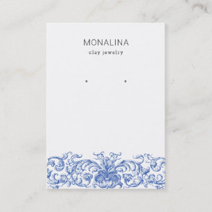 Tarjeta De Visita Azul floreciente de época Exhibición de joyas