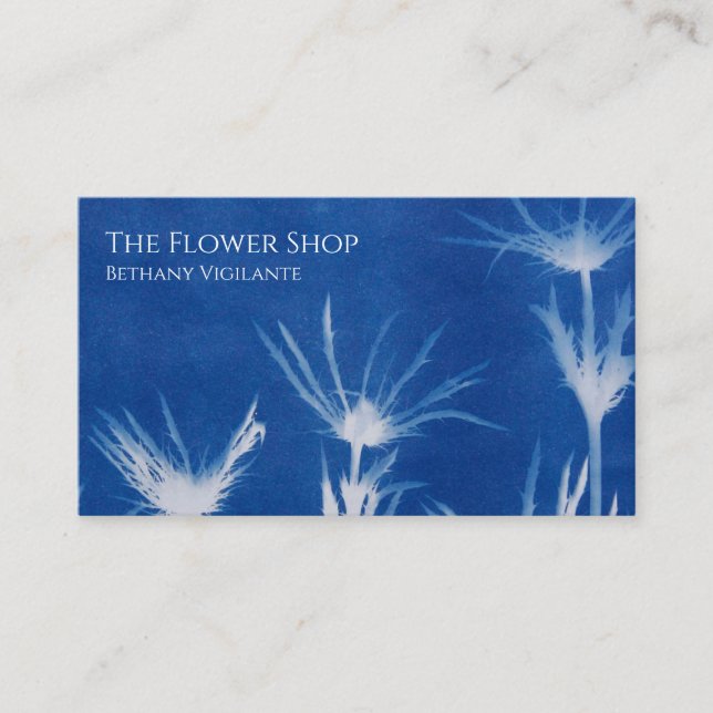 Tarjeta de visita azul Flower Blue (Anverso)