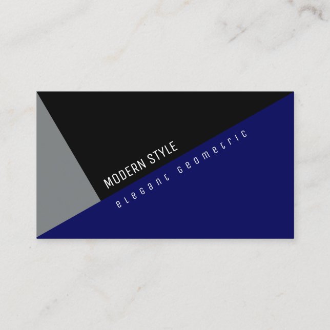 Tarjeta De Visita azul geométrico moderno y elegante (Anverso)