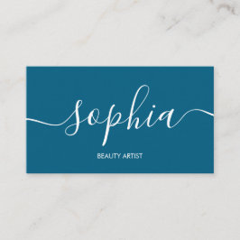 Tarjeta de visita azul Girly Modern Calligraphy