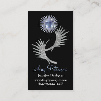 Tarjeta de visita azul Jeweled vintage retro del